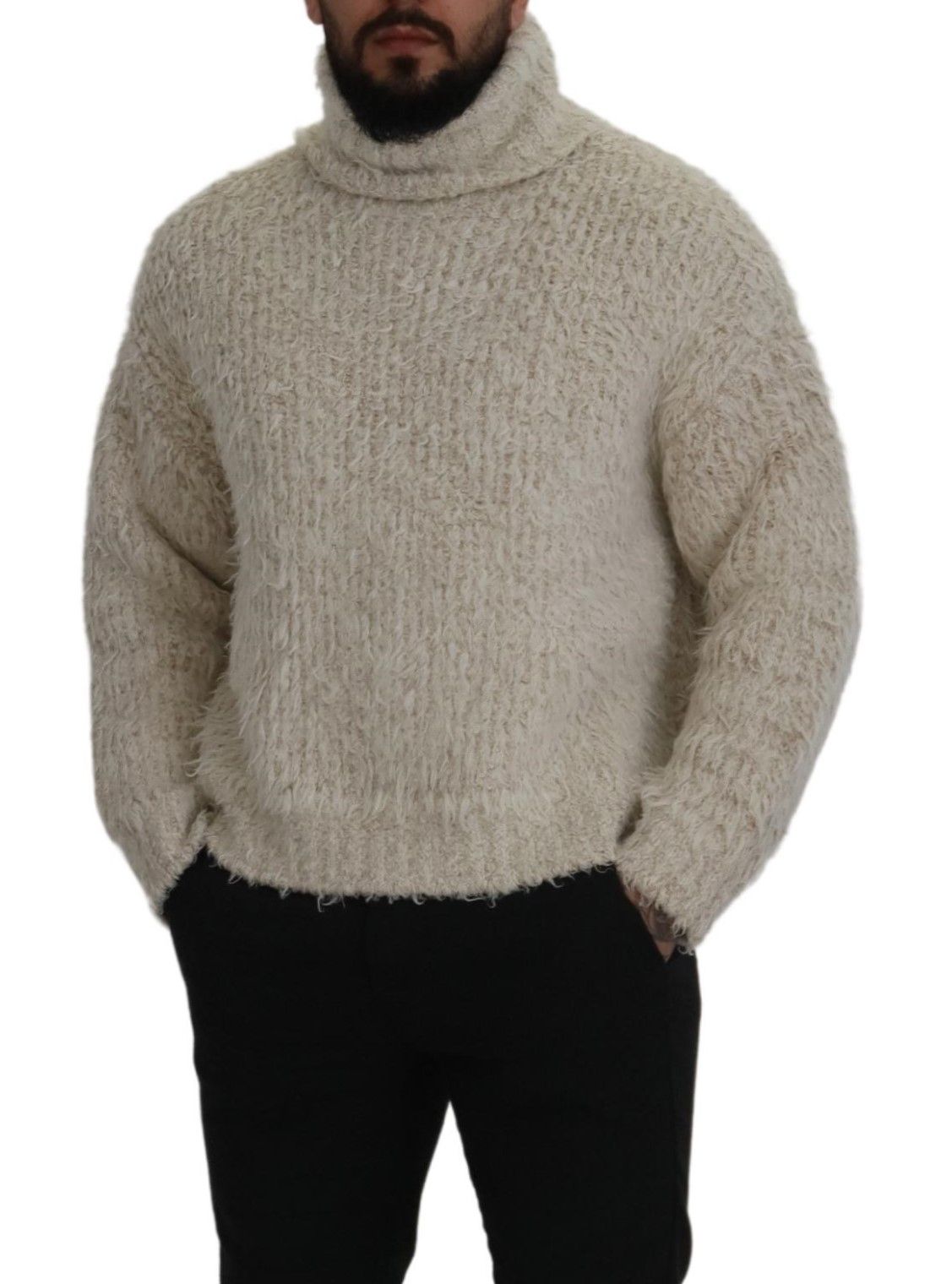 Dolce & Gabbana Elegant wool blend turtleneck sweater in cream